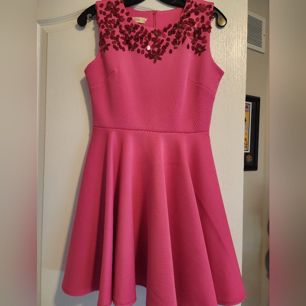 Pink Short Sequin Trim Dress Night out dinner party dress mini date boutique
